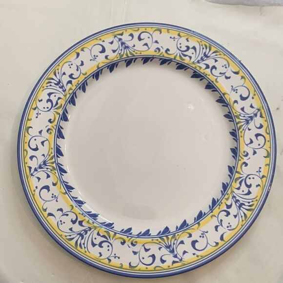 Signature Stoneware Japan 12 In Round Blue Yellow White Serving Plate Platter - Picture 5 of 5